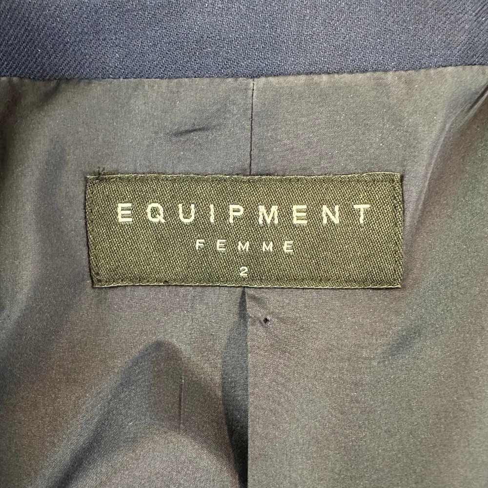 Equipment Anais Blazer Wool Blend Single Button Suit Jacket, Navy Blue - Picture 11 of 16